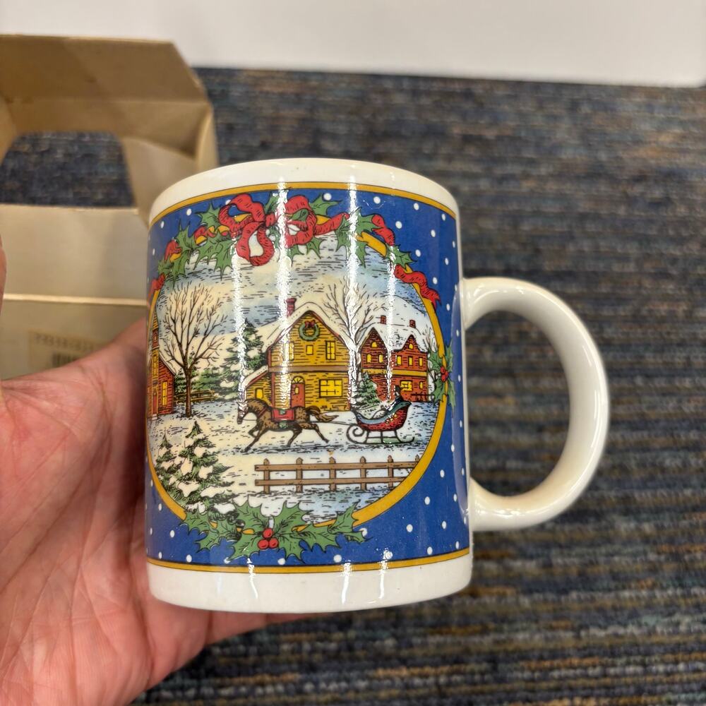 Studio Nova Christmas Town Mug Vintage Holiday Village 11oz w Box Holiday Vibes